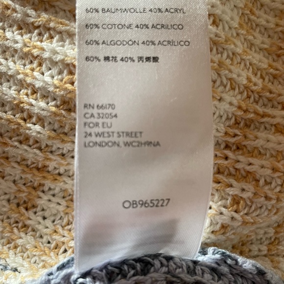 Urban Outfitters S Cotton Blend Yellow Blue Oversized Pullover V-neck Sweater - Picture 12 of 12